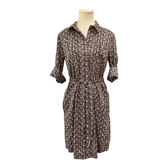 Tommy Hilfiger Dresses & Skirts - Tommy Hilfiger Belted Shirt Dress Women's Size M Navy Blue Teacup Print NWT